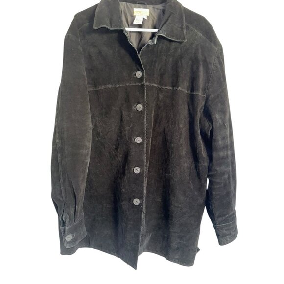 VTG Coldwater Creek Womens Suede Leather Jacket Shacket Plus 3X Black Western - Picture 1 of 6